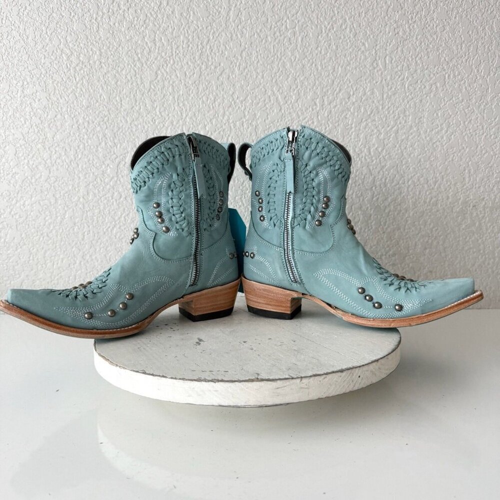 Lane COSSETTE Womens Cowboy Bootie Size 6 Western Cowgirl Blue Short Ankle Boots - Picture 8 of 12